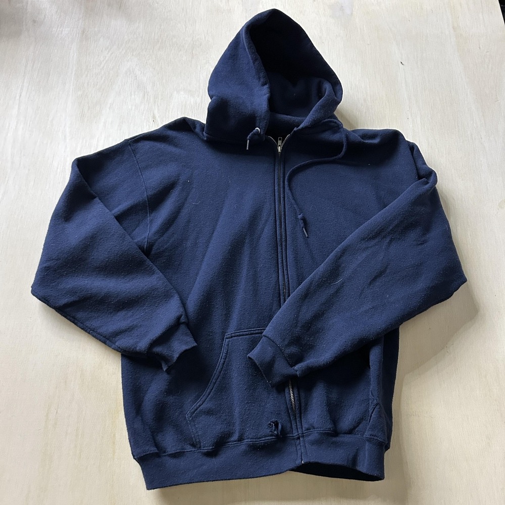 Vintage Ultra Fleece Hoodie Mens XL Blue Full Zip Fleece Sweatshirt Heavyweight